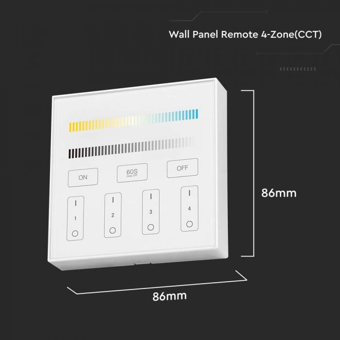 LED Lentu CCT 4 zonu WIFI kontrolieris, 3V(2xAAA Battery), 86x86mm, balts, V-TAC