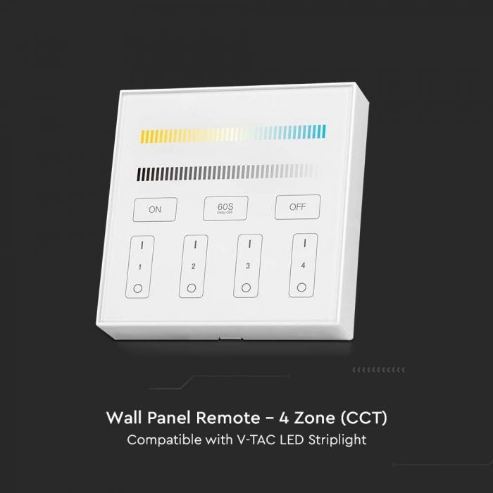 LED Lentu CCT 4 zonu WIFI kontrolieris, 3V(2xAAA Battery), 86x86mm, balts, V-TAC