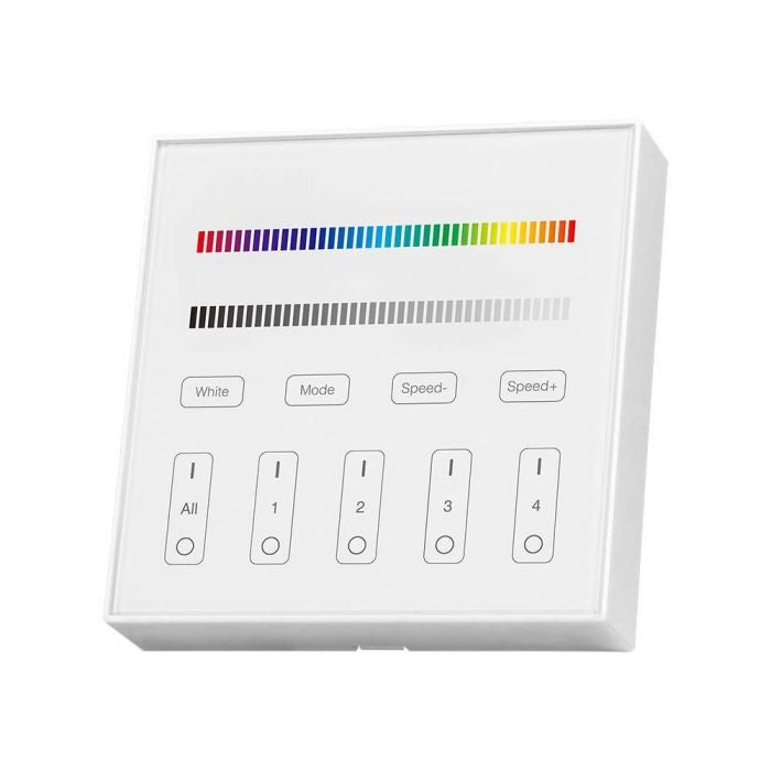 LED RGB+W lentu 4 zonu WIFI kontrolieris, 86x86mm, balts, V-TAC