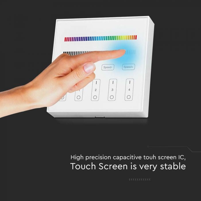 LED RGB+W lentu 4 zonu WIFI kontrolieris, 86x86mm, balts, V-TAC