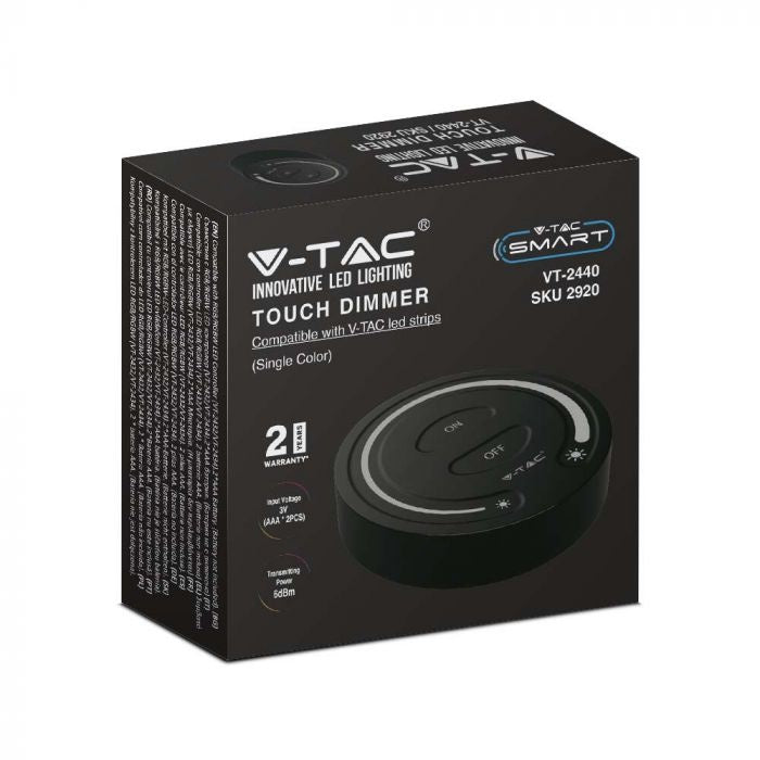 Vienas krāsas LED lentu dimmeris, 3V(2xAAA Battery), melns, V-TAC