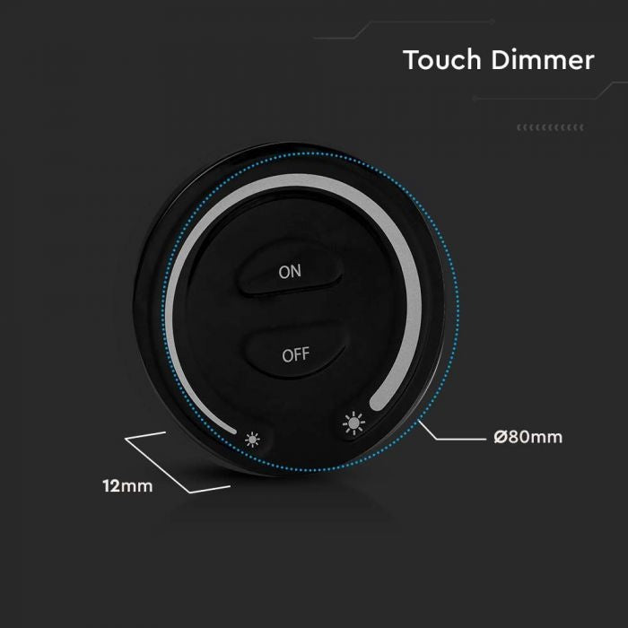 Ühevärviline LED-riba dimmer, 3V (2xAAA patarei), must, V-TAC