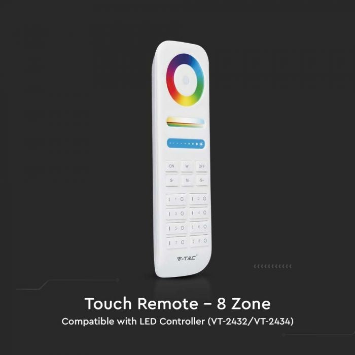 8-zone remote control, 47x19x153mm, 3V(2xAAA Battery), white, V-TAC