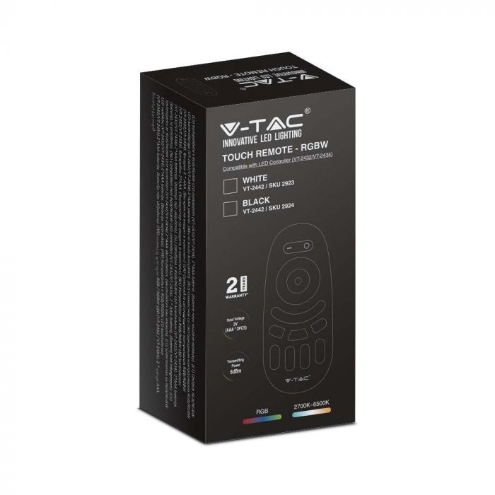 RGB+W LED lentu tālvadības pults, 3V(2xAAA Battery), 52.5x21x120mm, balta, V-TAC
