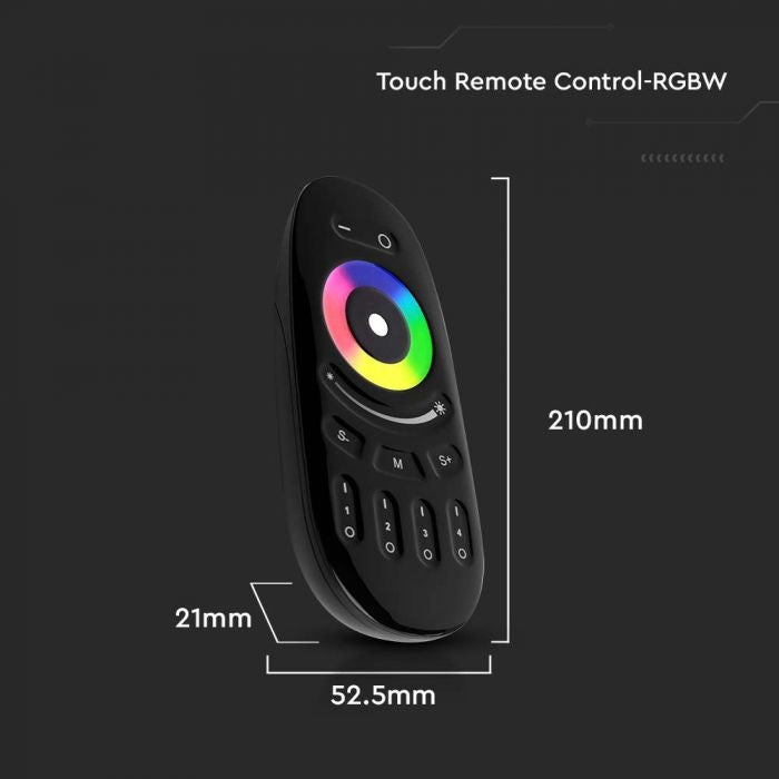 RGB+W LED lentu tālvadības pults, 3V(2xAAA Battery), 52.5x21x120mm, melna, V-TAC