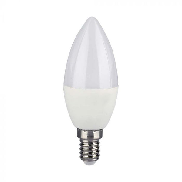 E14 4.8W(470Lm) LED Spuldze, sveces forma, V-TAC, ar tālvadības pulti, dimmējama, RGB+neitrāli balta gaisma 4000K