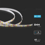 Cena par 1m_8W/m(800Lm/m) 0.66A/m 60 LED Lente, V-TAC, ūdensnedroša IP20, 12V, silti balta gaisma 3000K