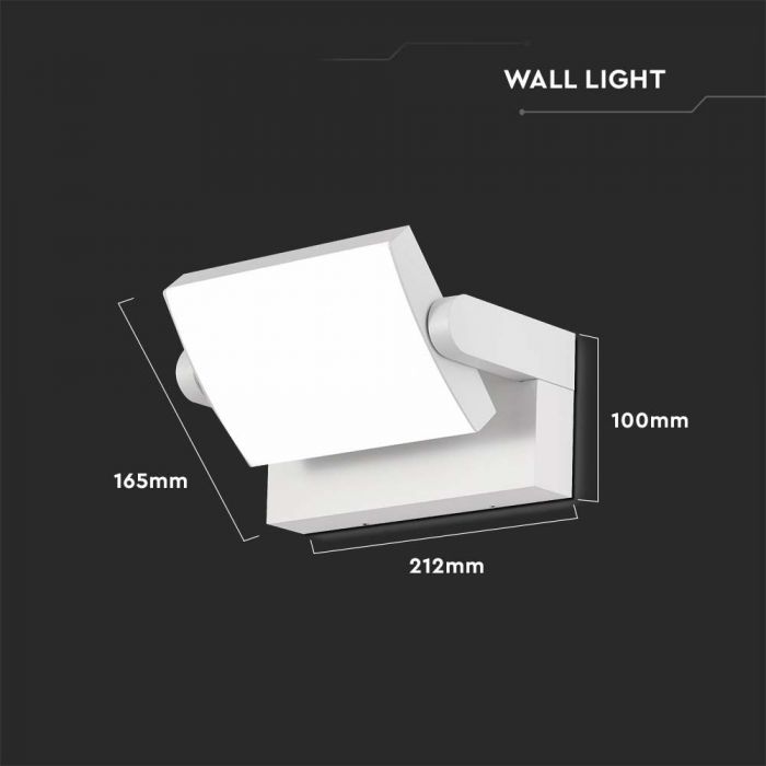 17W(2520Lm) LED-väggarmatur, V-TAC, IP65, vit, varmvitt ljus 3000K