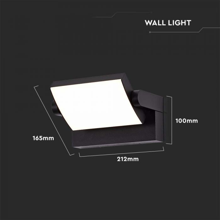 17W(2520Lm) LED sienas gaismeklis, V-TAC, IP65, melns, silti balta gaisma 3000K