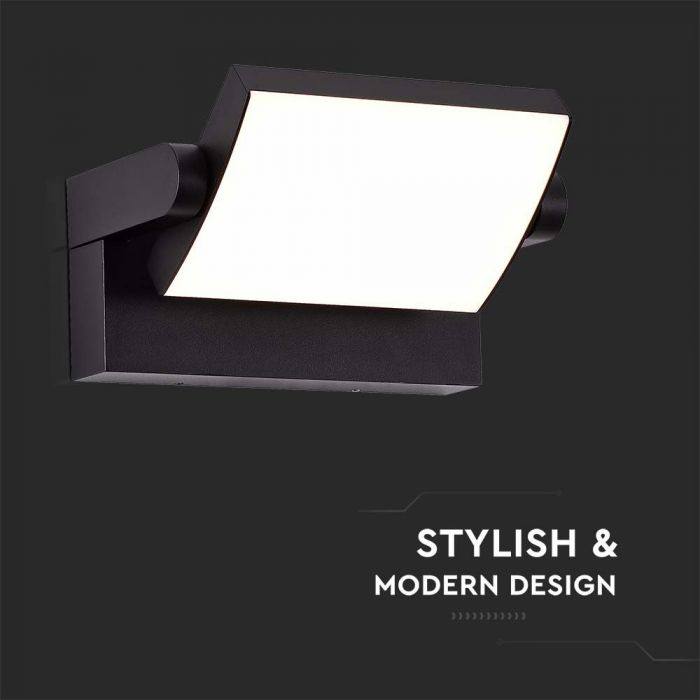 17W(2520Lm) LED sienas gaismeklis, V-TAC, IP65, melns, silti balta gaisma 3000K
