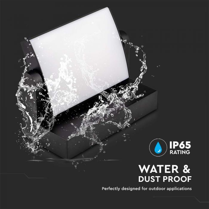 17W(2520Lm) LED sienas gaismeklis, V-TAC, IP65, melns, silti balta gaisma 3000K