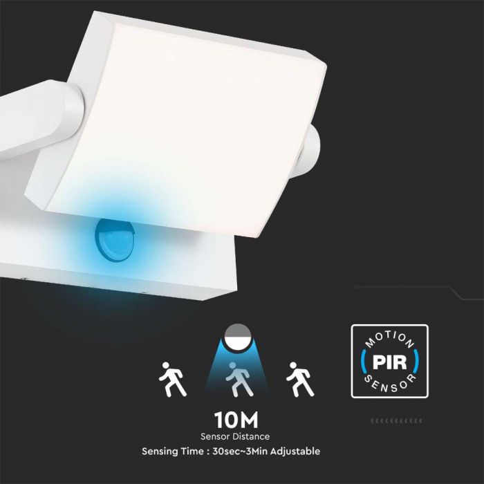 17W (2520Lm) LED seinavalgusti PIR-anduriga, V-TAC, IP65, valge, soe valge valgus 3000K