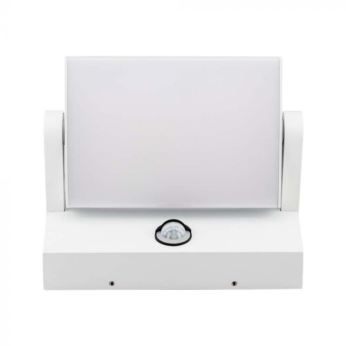 17W(2580Lm) LED Fasādes gaismeklis ar PIR kustību sensoru, V-TAC, balts, kvadrāta, IP65, neitrāli balta gaisma 4000K