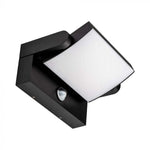 17W(2580Lm) LED Fasādes gaismeklis ar PIR kustību sensoru, V-TAC, melns, kvadrāta, IP65, neitrāli balta gaisma 4000K