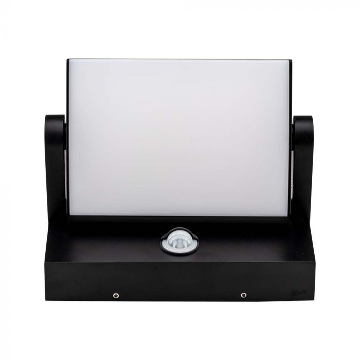 Фасадный светодиодный светильник 17W(2520Lm) с PIR датчиком движения, V-TAC, черный, квадратный, IP65, теплый белый свет 3000K