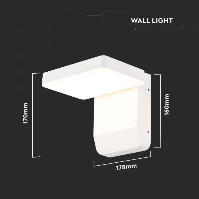 LED-fassaadivalgusti, V-TAC, IP65, valge, kandiline, soe valge 3000K