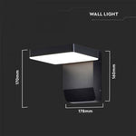 17W(2580Lm) LED Fasādes gaismeklis, V-TAC, IP65, melns, kvadrāta, neitrāli balta gaisma 4000K