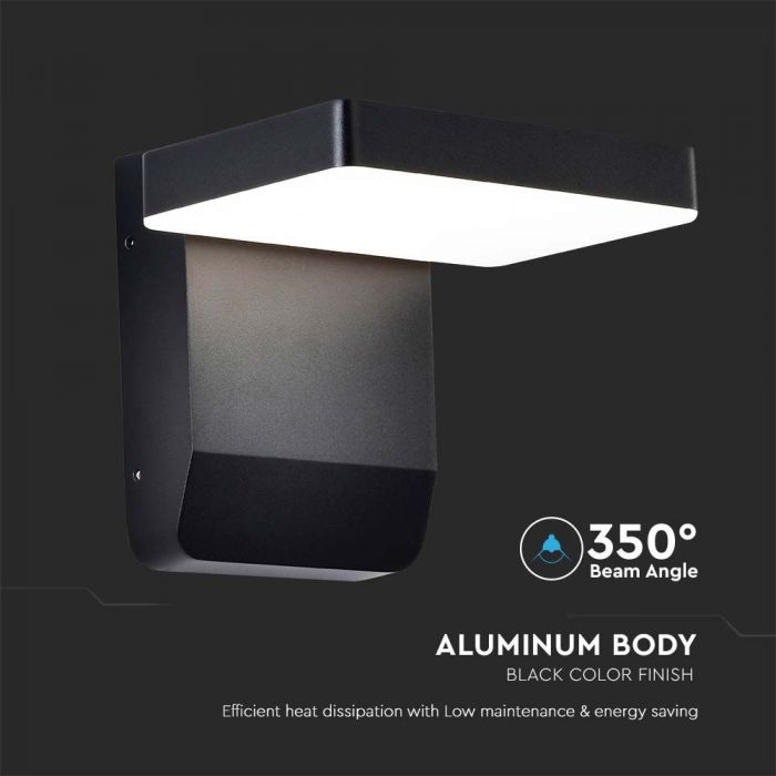 17W(2580Lm) LED Fasādes gaismeklis, V-TAC, IP65, melns, kvadrāta, neitrāli balta gaisma 4000K