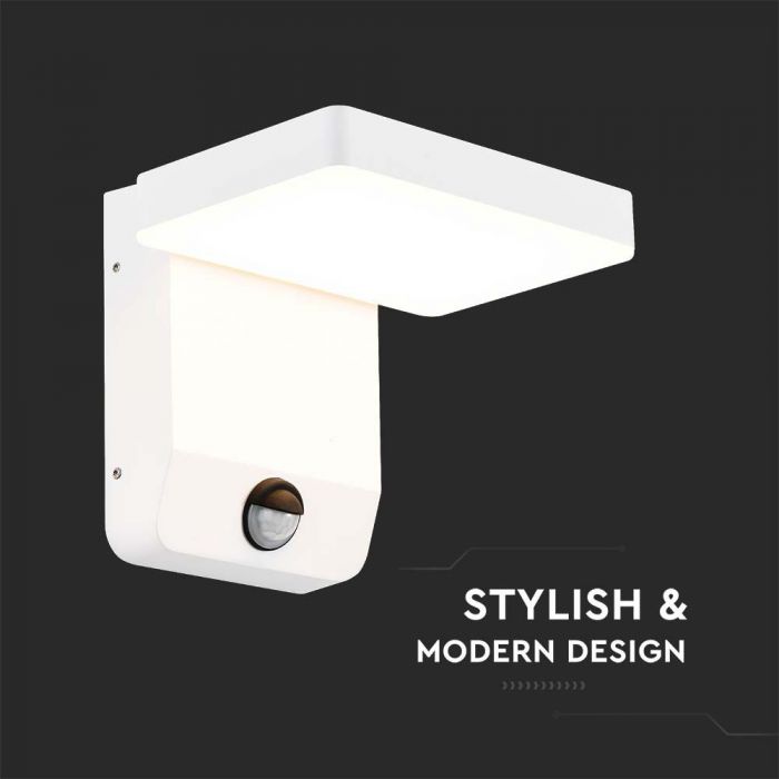 17W(2520Lm) LED Facade light with PIR motion sensor, V-TAC, white, square, IP65, warm white light 3000K