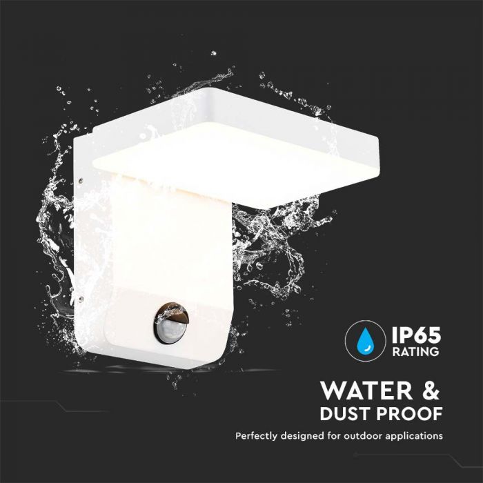 17W (2520Lm) LED fassaadivalgusti PIR liikumisanduriga, V-TAC, valge, ruudukujuline, IP65, neutraalne valge valgus 4000K