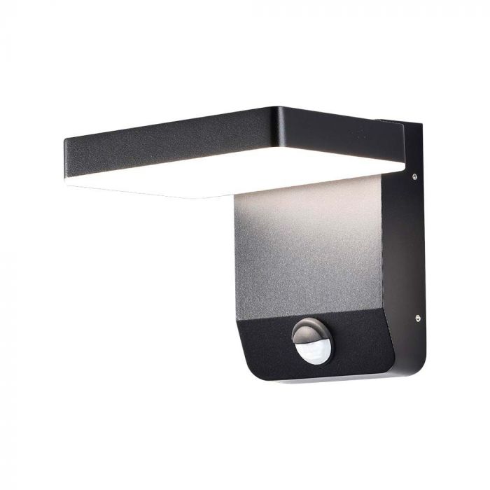 17W(2520Lm) LED-fasadarmatur med PIR-rörelsesensor, V-TAC, svart, fyrkantig, IP65, varmvitt ljus 3000K