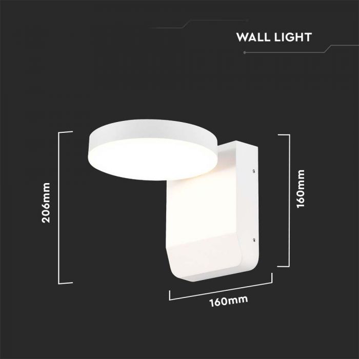 17W(2520Lm) LED Fasādes gaismeklis, V-TAC, balts, apaļš, IP65, neitrāli balta gaisma 4000K
