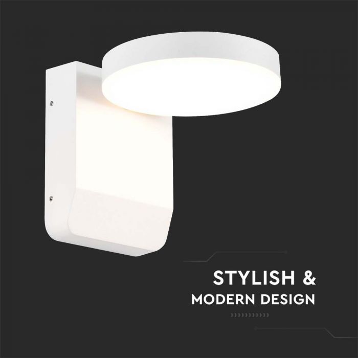 17W(2520Lm) LED Fasādes gaismeklis, V-TAC, balts, apaļš, IP65, neitrāli balta gaisma 4000K