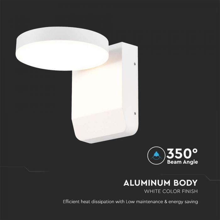 17W(2520Lm) LED Fasādes gaismeklis, V-TAC, balts, apaļš, IP65, neitrāli balta gaisma 4000K