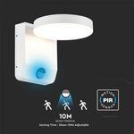 17W(2480Lm) LED Fasādes gaismeklis ar PIR sensoru, V-TAC, balts, apaļš, IP65, neitrāli balta gaisma 4000K