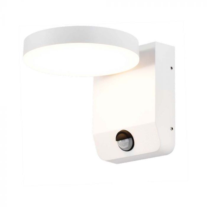 17W(2480Lm) LED Fasādes gaismeklis ar PIR sensoru, V-TAC, balts, apaļš, IP65, neitrāli balta gaisma 4000K
