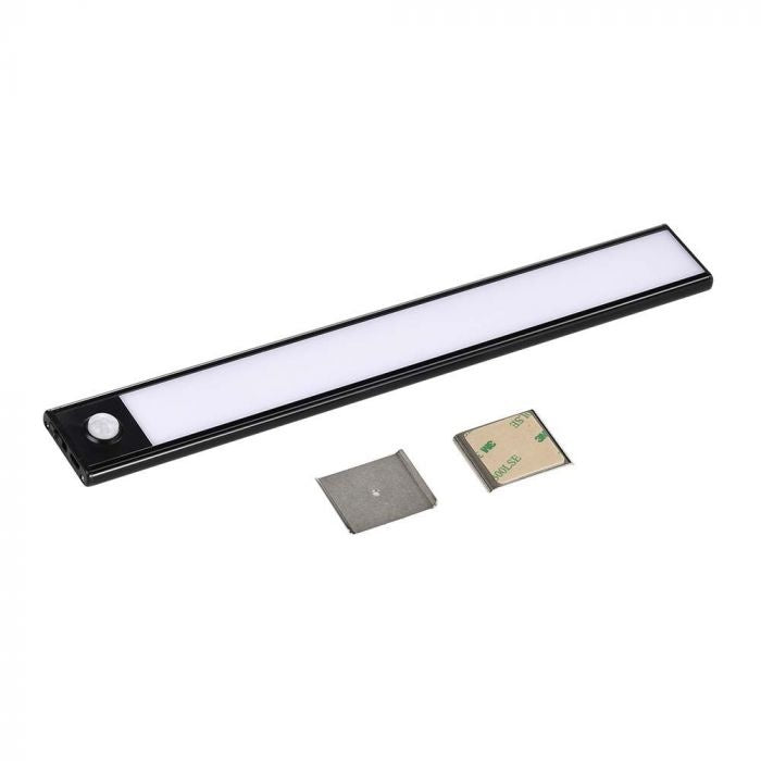 2W(160Lm) LED-skåparmatur med PIR-sensor, IP20, svart, varmvitt ljus 3000K
