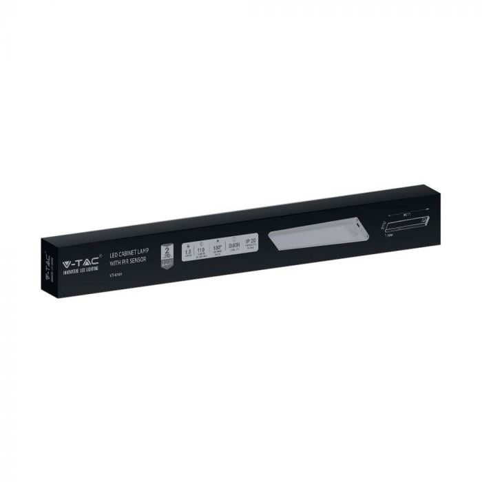 1,5W(110Lm) LED-skåparmatur med PIR-sensor, IP20, silver, varmvitt ljus 3000K