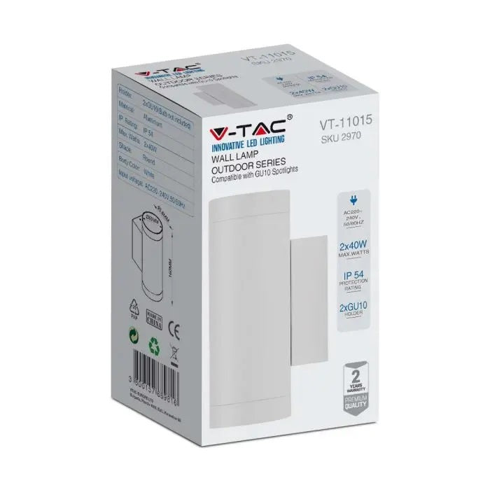 SUPERACTION_LAMP frame for 2xGU10 bulb, bulb up and down, IP54, white, V-TAC