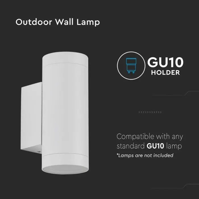 SUPERACTION_LAMP raam 2xGU10 pirnile, pirn üles ja alla, IP54, valge, V-TAC