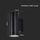 SUPERACTION_LAMP raam 2xGU10 pirnile, pirn üles ja alla, IP54, must, V-TAC