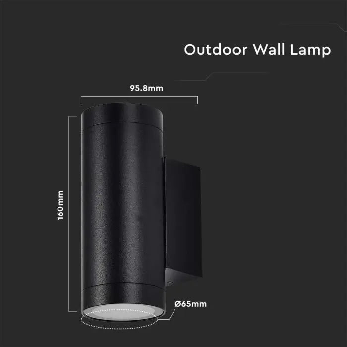 SUPERACTION_LAMP frame for 2xGU10 bulb, bulb up and down, IP54, black, V-TAC