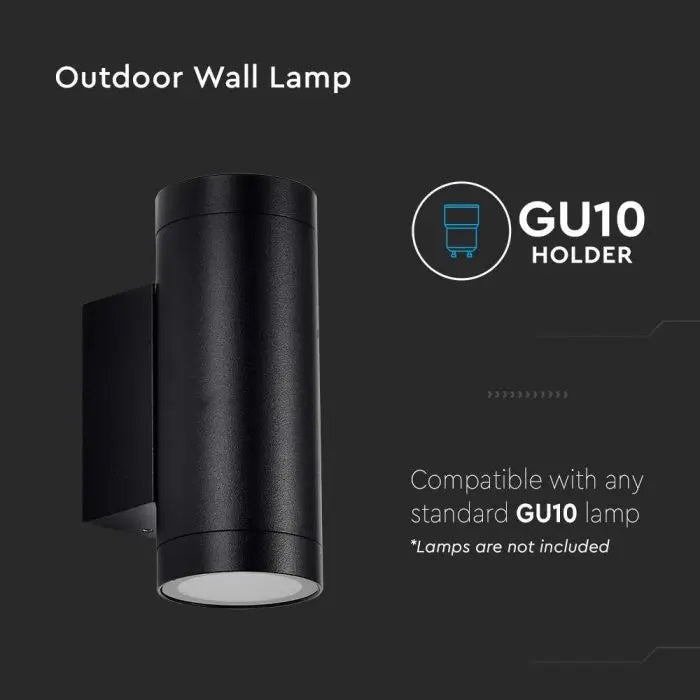 SUPERACTION_LAMP raam 2xGU10 pirnile, pirn üles ja alla, IP54, must, V-TAC