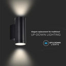 SUPERACTION_LAMP raam 2xGU10 pirnile, pirn üles ja alla, IP54, must, V-TAC