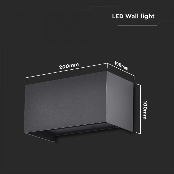 24W(2720Lm) LED Fasādes gaismeklis, V-TAC, melns, kvadrāta, IP65, neitrāli balta gaisma 4000K