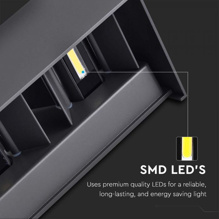 24W(2720Lm) LED Fasādes gaismeklis, V-TAC, melns, kvadrāta, IP65, neitrāli balta gaisma 4000K