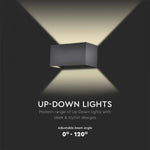 24W(2720Lm) LED Fasādes gaismeklis, V-TAC, melns, kvadrāta, IP65, neitrāli balta gaisma 4000K