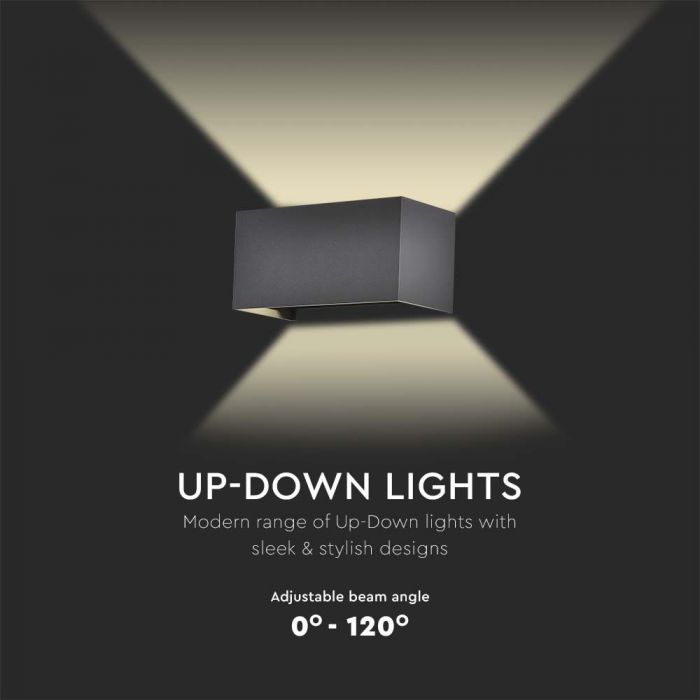 24W(2720Lm) LED Fasādes gaismeklis, V-TAC, melns, kvadrāta, IP65, neitrāli balta gaisma 4000K