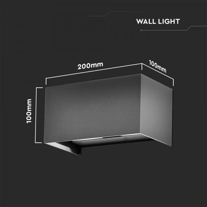 24W(2720Lm) LED Fasādes gaismeklis, V-TAC, kvadrāta, pelēks, IP65, silti balta gaisma 3000K