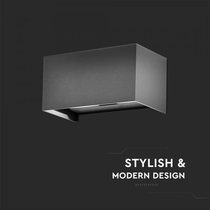 24W(2720Lm) LED Fasādes gaismeklis, V-TAC, kvadrāta, pelēks, IP65, neitrāli balta gaisma 4000K