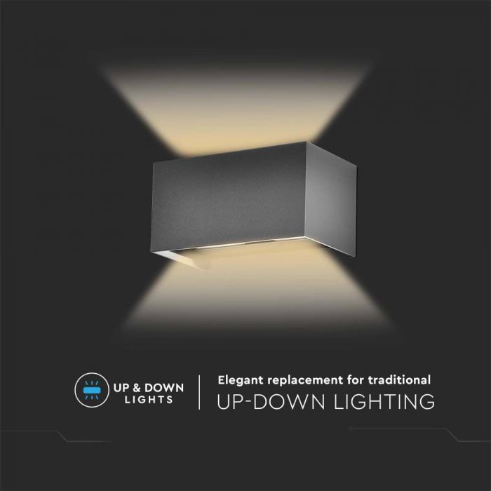 24W(2720Lm) LED Fasādes gaismeklis, V-TAC, kvadrāta, pelēks, IP65, neitrāli balta gaisma 4000K