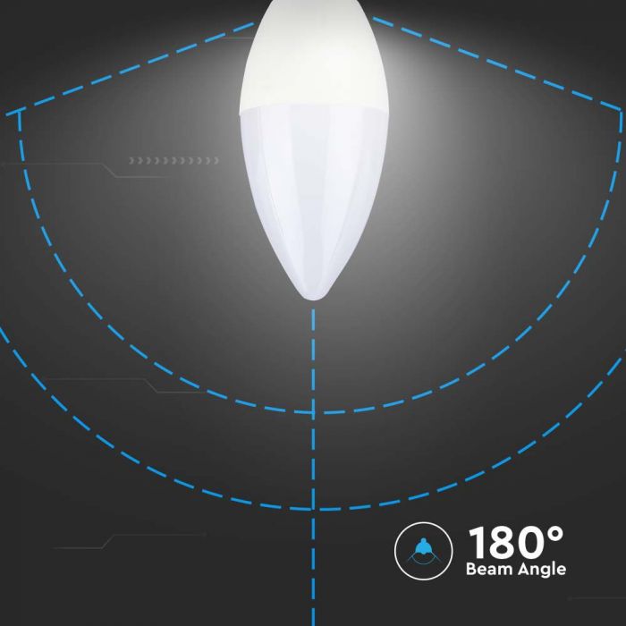 E14 2.9W(250Lm) LED Spuldze, sveces forma, V-TAC, IP20, auksti balta gaisma 6500K