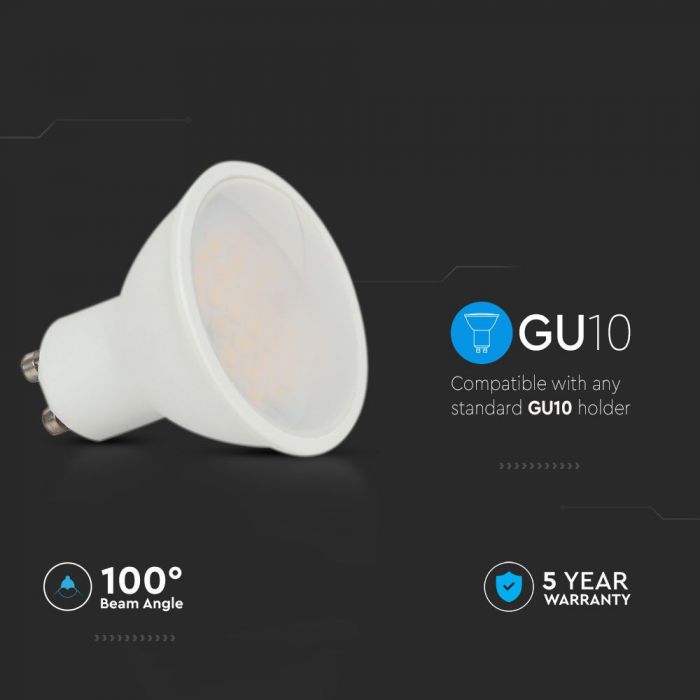 GU10 2.9W(250Lm) LED Spuldze, V-TAC, IP20, auksti balta gaisma 6500K