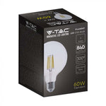 E27 4W(840Lm) LED hõõgniit, G125, V-TAC, IP20, soe valge valgus 3000K