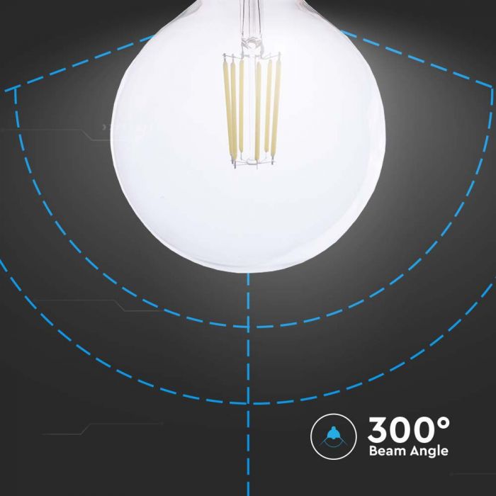 E27 4W(840Lm) LED hõõgniit, G125, V-TAC, IP20, soe valge valgus 3000K