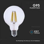 E27 4W(840Lm) LED-lambi hõõgniit, V-TAC, IP20, G95, soe valge valgus 3000K